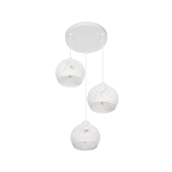 GloboStar® YASAM 203-0023 Vintage Κρεμαστό Φωτιστικό Πλέγμα Τρίφωτο 3 x E27 IP20 Λευκό Ρατάν - Μ42 x Π42 x Υ54cm GloboStar® YASAM 203-0023 Vintage Κρεμαστό Φωτιστικό Πλέγμα Τρίφωτο 3 x E27 IP20 Λευκό Ρατάν - Μ42 x Π42 x Υ54cm