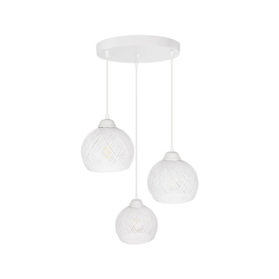 GloboStar® YASAM 203-0023 Vintage Κρεμαστό Φωτιστικό Πλέγμα Τρίφωτο 3 x E27 IP20 Λευκό Ρατάν - Μ42 x Π42 x Υ54cm GloboStar® YASAM 203-0023 Vintage Κρεμαστό Φωτιστικό Πλέγμα Τρίφωτο 3 x E27 IP20 Λευκό Ρατάν - Μ42 x Π42 x Υ54cm