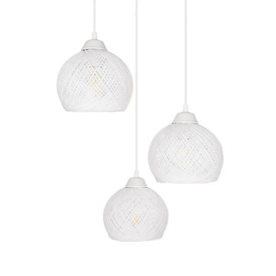 GloboStar® YASAM 203-0023 Vintage Κρεμαστό Φωτιστικό Πλέγμα Τρίφωτο 3 x E27 IP20 Λευκό Ρατάν - Μ42 x Π42 x Υ54cm GloboStar® YASAM 203-0023 Vintage Κρεμαστό Φωτιστικό Πλέγμα Τρίφωτο 3 x E27 IP20 Λευκό Ρατάν - Μ42 x Π42 x Υ54cm