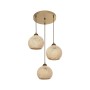 GLOBOSTAR® YASAM 203-0024 Vintage Κρεμαστό Φωτιστικό Οροφής με Ντουί 3 x E27 AC 220-240V IP20 - Μπεζ & Χρυσό - Μ42 x Π42 x Υ54cm