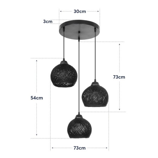 GloboStar® YASAM 203-0024 Vintage Κρεμαστό Φωτιστικό Πλέγμα Τρίφωτο 3 x E27 IP20 Μπεζ Ρατάν - Μ42 x Π42 x Υ54cm GloboStar® YASAM 203-0024 Vintage Κρεμαστό Φωτιστικό Πλέγμα Τρίφωτο 3 x E27 IP20 Μπεζ Ρατάν - Μ42 x Π42 x Υ54cm