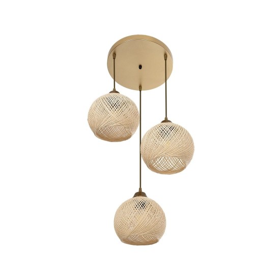 GloboStar® YASAM 203-0024 Vintage Κρεμαστό Φωτιστικό Πλέγμα Τρίφωτο 3 x E27 IP20 Μπεζ Ρατάν - Μ42 x Π42 x Υ54cm GloboStar® YASAM 203-0024 Vintage Κρεμαστό Φωτιστικό Πλέγμα Τρίφωτο 3 x E27 IP20 Μπεζ Ρατάν - Μ42 x Π42 x Υ54cm