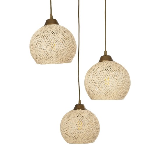 GloboStar® YASAM 203-0024 Vintage Κρεμαστό Φωτιστικό Πλέγμα Τρίφωτο 3 x E27 IP20 Μπεζ Ρατάν - Μ42 x Π42 x Υ54cm GloboStar® YASAM 203-0024 Vintage Κρεμαστό Φωτιστικό Πλέγμα Τρίφωτο 3 x E27 IP20 Μπεζ Ρατάν - Μ42 x Π42 x Υ54cm
