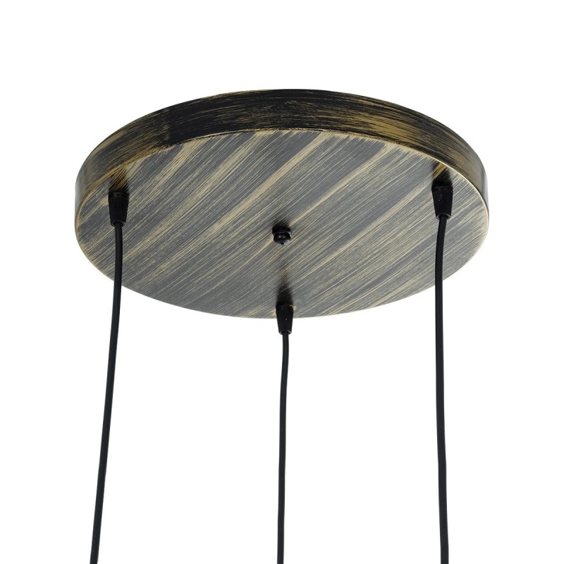 GloboStar® YASAM 203-0025 Vintage Κρεμαστό Φωτιστικό Πλέγμα Τρίφωτο 3 x E27 IP20 Καφέ Ρατάν - Μ42 x Π42 x Υ54cm