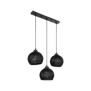 GLOBOSTAR® YASAM 203-0026 Vintage Κρεμαστό Φωτιστικό Οροφής με Ντουί 3 x E27 AC 220-240V IP20 - Μαύρο - Μ45 x Π18 x Υ30cm
