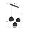 GloboStar® YASAM 203-0026 Vintage Κρεμαστό Φωτιστικό Ράγα Τρίφωτο 3 x E27 IP20 Μαύρο Ρατάν - Μ45 x Π18 x Υ30cm