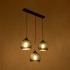 GloboStar® YASAM 203-0026 Vintage Κρεμαστό Φωτιστικό Ράγα Τρίφωτο 3 x E27 IP20 Μαύρο Ρατάν - Μ45 x Π18 x Υ30cm