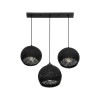 GloboStar® YASAM 203-0026 Vintage Κρεμαστό Φωτιστικό Ράγα Τρίφωτο 3 x E27 IP20 Μαύρο Ρατάν - Μ45 x Π18 x Υ30cm