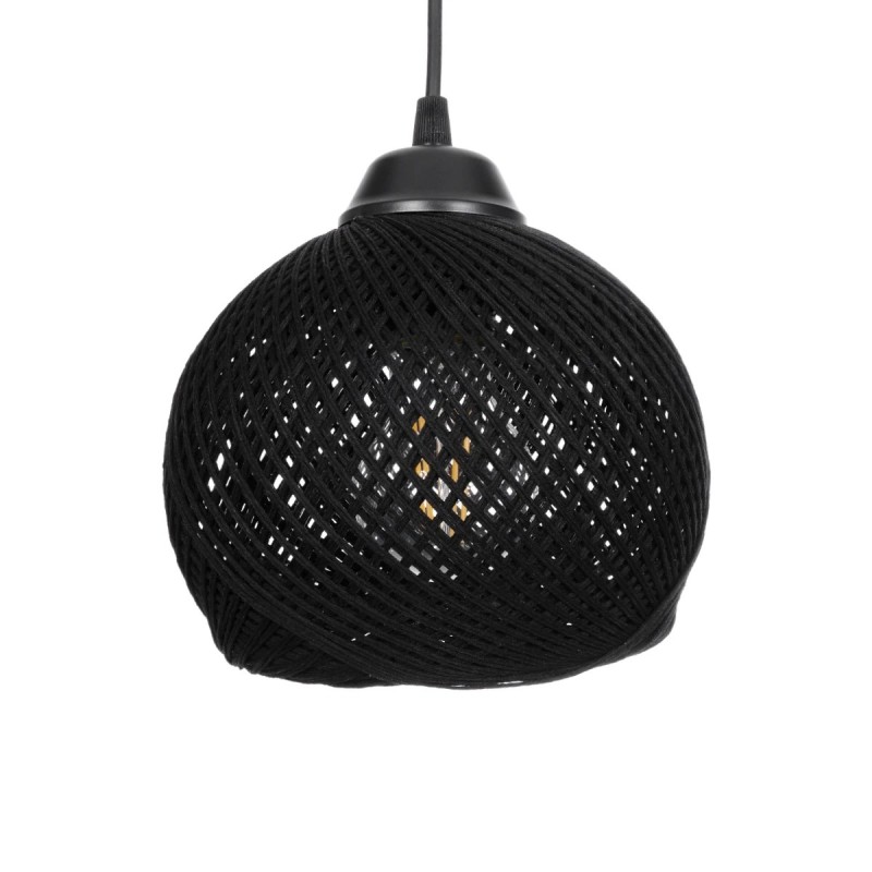 GloboStar® YASAM 203-0026 Vintage Κρεμαστό Φωτιστικό Ράγα Τρίφωτο 3 x E27 IP20 Μαύρο Ρατάν - Μ45 x Π18 x Υ30cm