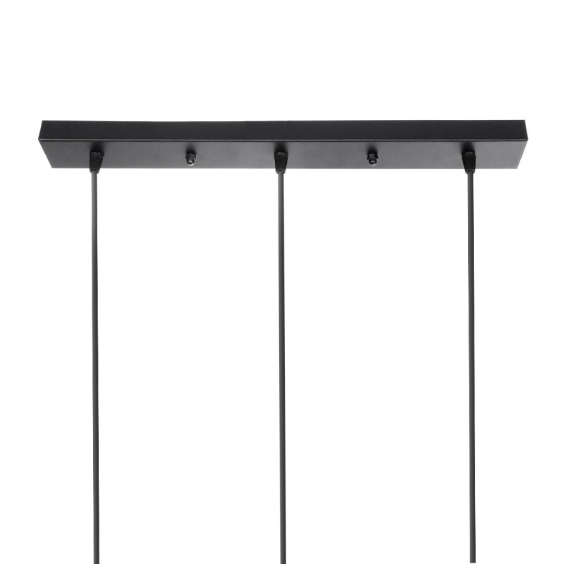 GloboStar® YASAM 203-0026 Vintage Κρεμαστό Φωτιστικό Ράγα Τρίφωτο 3 x E27 IP20 Μαύρο Ρατάν - Μ45 x Π18 x Υ30cm