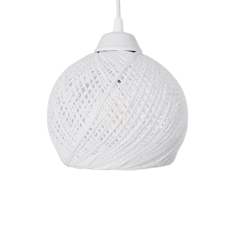 GloboStar® YASAM 203-0027 Vintage Κρεμαστό Φωτιστικό Ράγα Τρίφωτο 3 x E27 IP20 Λευκό Ρατάν - Μ45 x Π18 x Υ30cm