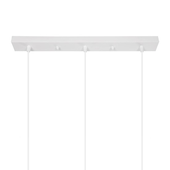 GloboStar® YASAM 203-0027 Vintage Κρεμαστό Φωτιστικό Ράγα Τρίφωτο 3 x E27 IP20 Λευκό Ρατάν - Μ45 x Π18 x Υ30cm