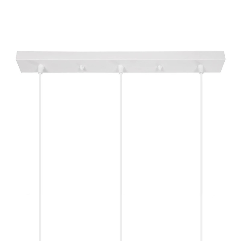 GloboStar® YASAM 203-0027 Vintage Κρεμαστό Φωτιστικό Ράγα Τρίφωτο 3 x E27 IP20 Λευκό Ρατάν - Μ45 x Π18 x Υ30cm