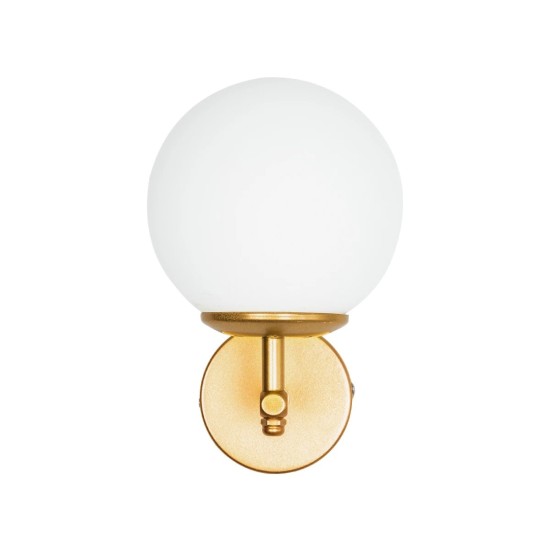 GloboStar® DALPH 203-0029 Vintage Επιτοίχιο Φωτιστικό Απλίκα Μονόφωτο 1 x E27 IP20 Χρυσό Μέταλλο με Λευκό Γυαλί - M18 x Π15 x Υ23cm GloboStar® DALPH 203-0029 Vintage Επιτοίχιο Φωτιστικό Απλίκα Μονόφωτο 1 x E27 IP20 Χρυσό Μέταλλο με Λευκό Γυαλί - M18 x Π15 x Υ23cm