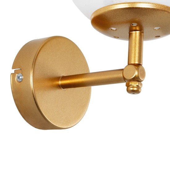 GloboStar® DALPH 203-0029 Vintage Επιτοίχιο Φωτιστικό Απλίκα Μονόφωτο 1 x E27 IP20 Χρυσό Μέταλλο με Λευκό Γυαλί - M18 x Π15 x Υ23cm GloboStar® DALPH 203-0029 Vintage Επιτοίχιο Φωτιστικό Απλίκα Μονόφωτο 1 x E27 IP20 Χρυσό Μέταλλο με Λευκό Γυαλί - M18 x Π15 x Υ23cm