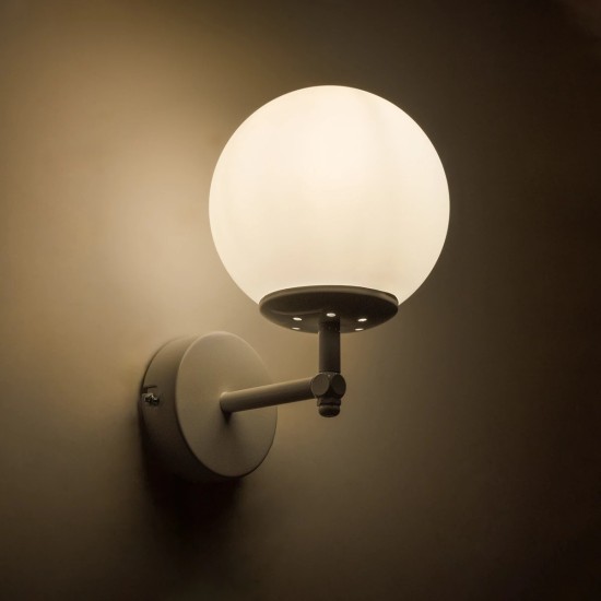 GloboStar® DALPH 203-0030 Vintage Επιτοίχιο Φωτιστικό Απλίκα Μονόφωτο 1 x E27 IP20 Λευκό Μέταλλο με Λευκό Γυαλί - M18 x Π15 x Υ23cm GloboStar® DALPH 203-0030 Vintage Επιτοίχιο Φωτιστικό Απλίκα Μονόφωτο 1 x E27 IP20 Λευκό Μέταλλο με Λευκό Γυαλί - M18 x Π15 x Υ23cm