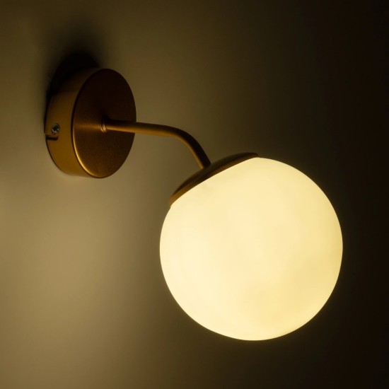 GloboStar® DALPH 203-0033 Vintage Επιτοίχιο Φωτιστικό Απλίκα Μονόφωτο 1 x E27 IP20 Χρυσό Μέταλλο με Λευκό Γυαλί - M15 x Π18 x Υ22.5cm GloboStar® DALPH 203-0033 Vintage Επιτοίχιο Φωτιστικό Απλίκα Μονόφωτο 1 x E27 IP20 Χρυσό Μέταλλο με Λευκό Γυαλί - M15 x Π18 x Υ22.5cm