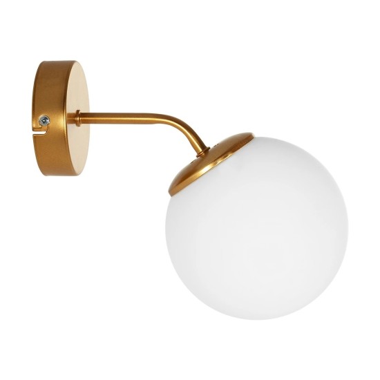 GloboStar® DALPH 203-0033 Vintage Επιτοίχιο Φωτιστικό Απλίκα Μονόφωτο 1 x E27 IP20 Χρυσό Μέταλλο με Λευκό Γυαλί - M15 x Π18 x Υ22.5cm GloboStar® DALPH 203-0033 Vintage Επιτοίχιο Φωτιστικό Απλίκα Μονόφωτο 1 x E27 IP20 Χρυσό Μέταλλο με Λευκό Γυαλί - M15 x Π18 x Υ22.5cm