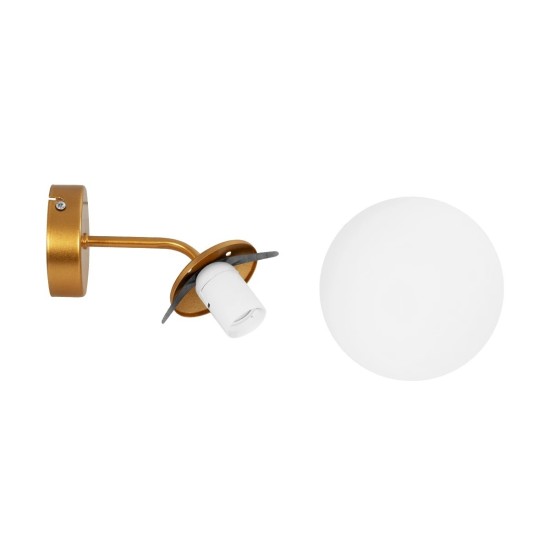 GloboStar® DALPH 203-0033 Vintage Επιτοίχιο Φωτιστικό Απλίκα Μονόφωτο 1 x E27 IP20 Χρυσό Μέταλλο με Λευκό Γυαλί - M15 x Π18 x Υ22.5cm GloboStar® DALPH 203-0033 Vintage Επιτοίχιο Φωτιστικό Απλίκα Μονόφωτο 1 x E27 IP20 Χρυσό Μέταλλο με Λευκό Γυαλί - M15 x Π18 x Υ22.5cm