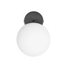 GloboStar® DALPH 203-0034 Vintage Επιτοίχιο Φωτιστικό Απλίκα Μονόφωτο 1 x E27 IP20 Μαύρο Μέταλλο με Λευκό Γυαλί - M15 x Π18 x Υ22.5cm