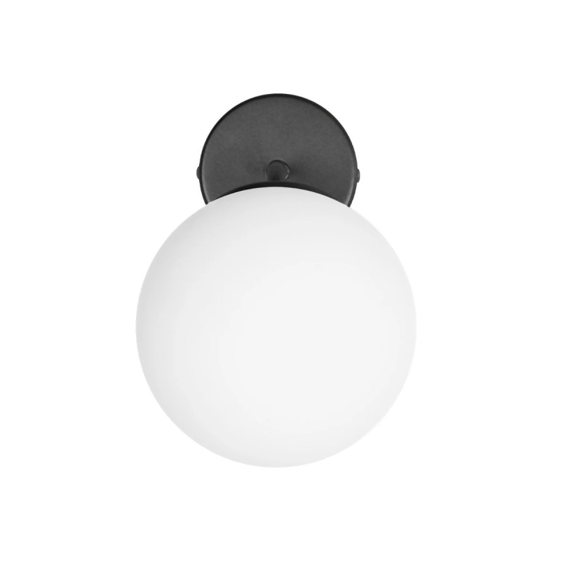 GloboStar® DALPH 203-0034 Vintage Επιτοίχιο Φωτιστικό Απλίκα Μονόφωτο 1 x E27 IP20 Μαύρο Μέταλλο με Λευκό Γυαλί - M15 x Π18 x Υ22.5cm