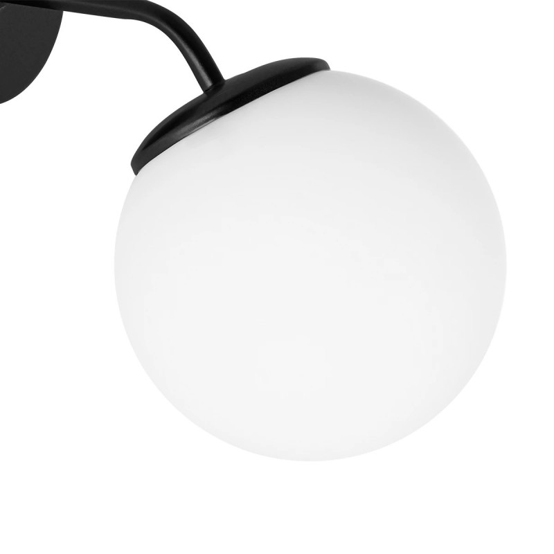 GloboStar® DALPH 203-0034 Vintage Επιτοίχιο Φωτιστικό Απλίκα Μονόφωτο 1 x E27 IP20 Μαύρο Μέταλλο με Λευκό Γυαλί - M15 x Π18 x Υ22.5cm