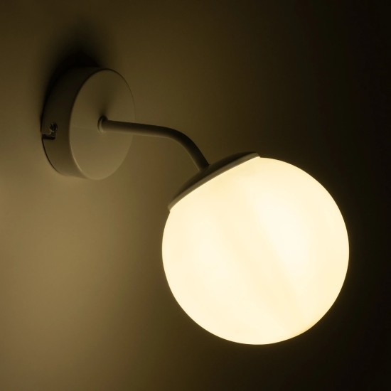 GloboStar® DALPH 203-0035 Vintage Επιτοίχιο Φωτιστικό Απλίκα Μονόφωτο 1 x E27 IP20 Λευκό Μέταλλο με Λευκό Γυαλί - M15 x Π25x Υ22cm GloboStar® DALPH 203-0035 Vintage Επιτοίχιο Φωτιστικό Απλίκα Μονόφωτο 1 x E27 IP20 Λευκό Μέταλλο με Λευκό Γυαλί - M15 x Π18 x Υ22.5cm