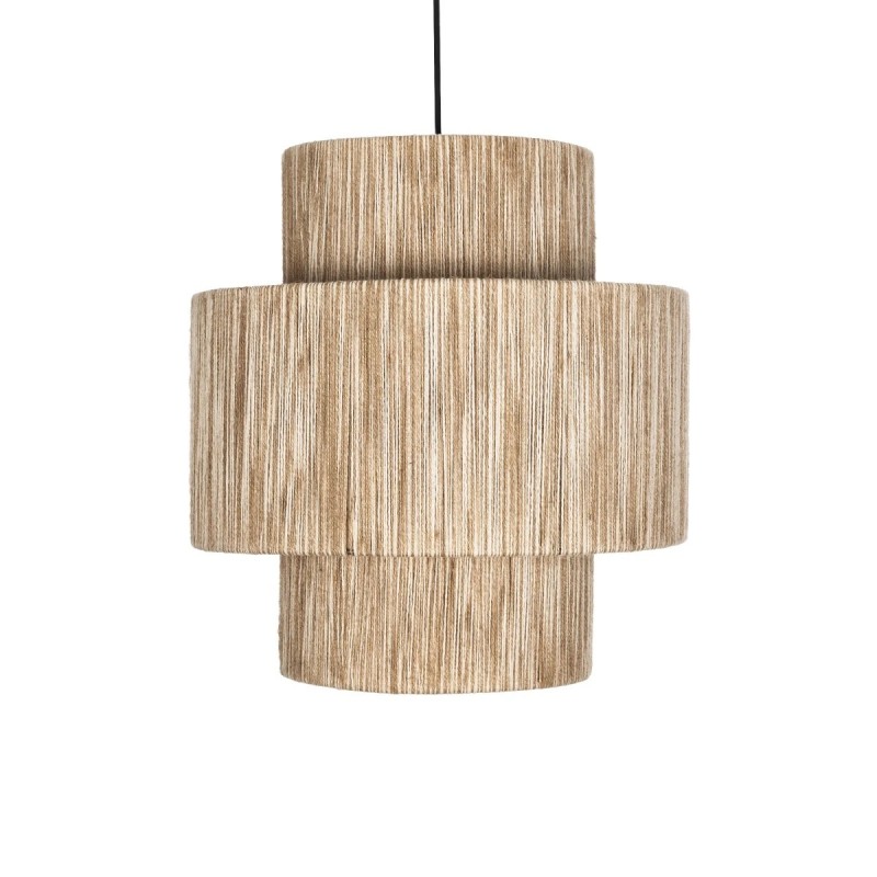 GloboStar® SALTO 203-0037 Boho Κρεμαστό Φωτιστικό Καπέλο Μονόφωτο 1 x E27 IP20 Μπέζ Σχοινί - M40 x Π40 x Υ42cm