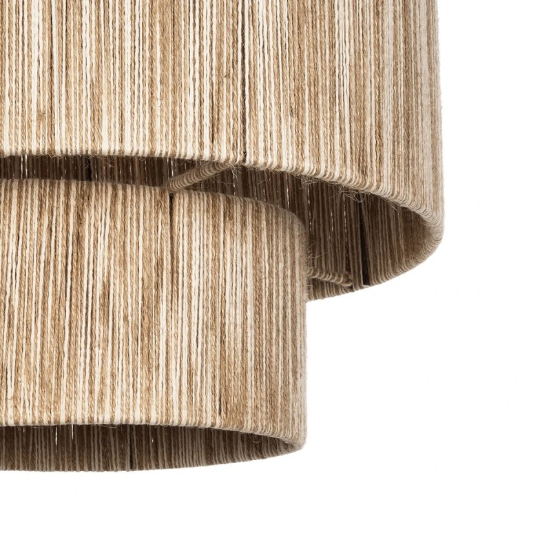 GloboStar® SALTO 203-0037 Boho Κρεμαστό Φωτιστικό Καπέλο Μονόφωτο 1 x E27 IP20 Μπέζ Σχοινί - M40 x Π40 x Υ42cm