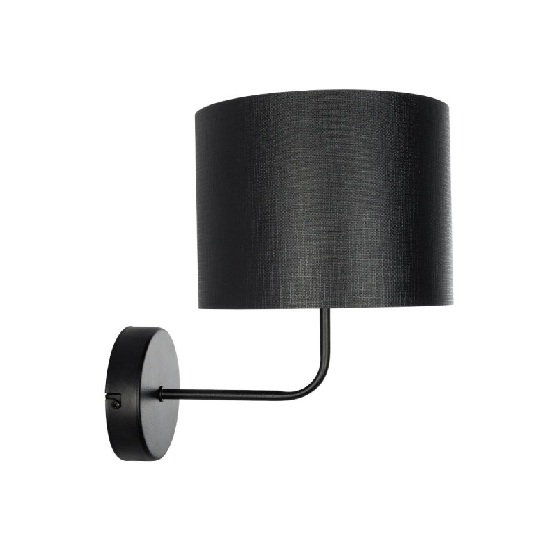 GloboStar® RALPH 203-0038 Vintage Επιτοίχιο Φωτιστικό Απλίκα Μονόφωτο 1 x E27 IP20 Μαύρο Μέταλλο με Μαύρο Ύφασμα - Μ22 x Π29 x Υ30cm
