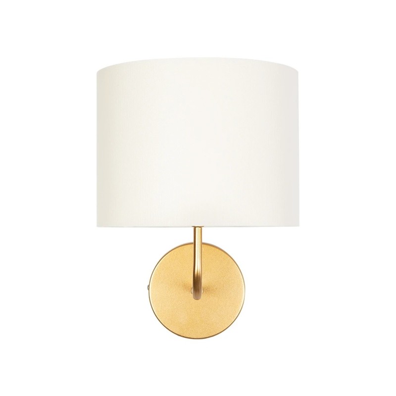 GloboStar® RALPH 203-0039 Vintage Επιτοίχιο Φωτιστικό Απλίκα Μονόφωτο 1 x E27 IP20 Χρυσό Μέταλλο με Λευκό Ύφασμα - Μ22 x Π29 x Υ30cm
