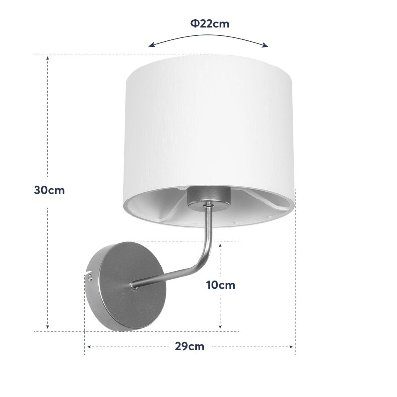 GloboStar® RALPH 203-0039 Vintage Επιτοίχιο Φωτιστικό Απλίκα Μονόφωτο 1 x E27 IP20 Χρυσό Μέταλλο με Λευκό Ύφασμα - Μ22 x Π29 x Υ30cm
