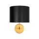 GloboStar® RALPH 203-0040 Vintage Επιτοίχιο Φωτιστικό Απλίκα Μονόφωτο 1 x E27 IP20 Χρυσό Μέταλλο με Μαύρο Ύφασμα - Μ22 x Π29 x Υ30cm