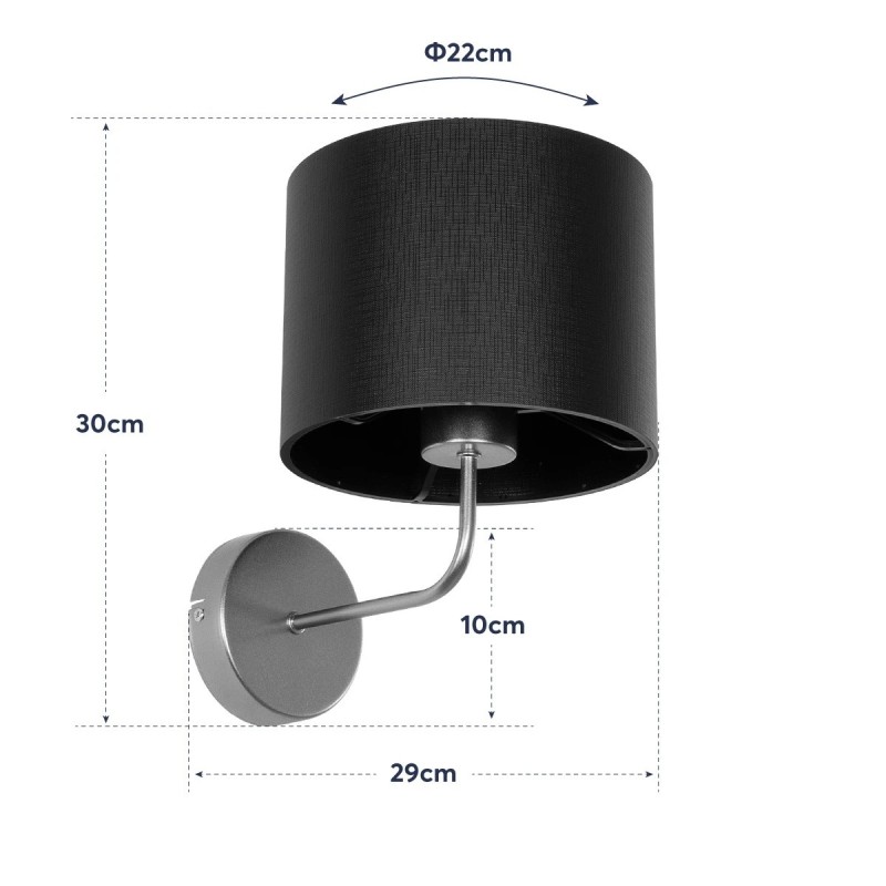 GloboStar® RALPH 203-0040 Vintage Επιτοίχιο Φωτιστικό Απλίκα Μονόφωτο 1 x E27 IP20 Χρυσό Μέταλλο με Μαύρο Ύφασμα - Μ22 x Π29 x Υ30cm