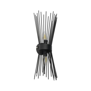 GLOBOSTAR® HORN 203-0043 Vintage Φωτιστικό Τοίχου - Απλίκα με Ντουί 2 x E14 AC 220-240V IP20 - Μαύρο - Μ14 x Π17 x Υ44.5cm