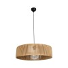 GloboStar® KYCLOS 203-0044 Boho Κρεμαστό Φωτιστικό Καπέλο Μονόφωτο 1 x E27 IP20 Μπέζ Rattan - M55 x Π55 x Υ20cm