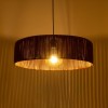 GloboStar® KYCLOS 203-0045 Boho Κρεμαστό Φωτιστικό Καπέλο Μονόφωτο 1 x E27 IP20 Καφέ Rattan - M55 x Π55 x Υ20cm
