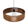 GloboStar® KYCLOS 203-0045 Boho Κρεμαστό Φωτιστικό Καπέλο Μονόφωτο 1 x E27 IP20 Καφέ Rattan - M55 x Π55 x Υ20cm