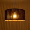 GloboStar® KYCLOS 203-0047 Boho Κρεμαστό Φωτιστικό Καπέλο Μονόφωτο 1 x E27 IP20 Καφέ Rattan - M40 x Π40 x Υ25.5cm