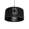 GloboStar® KYCLOS 203-0048 Boho Κρεμαστό Φωτιστικό Καπέλο Μονόφωτο 1 x E27 IP20 Μαύρο Rattan - M40 x Π40 x Υ25.5cm