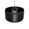 GloboStar® KYCLOS 203-0048 Boho Κρεμαστό Φωτιστικό Καπέλο Μονόφωτο 1 x E27 IP20 Μαύρο Rattan - M40 x Π40 x Υ25.5cm
