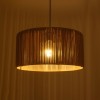 GloboStar® KYCLOS 203-0049 Boho Κρεμαστό Φωτιστικό Καπέλο Μονόφωτο 1 x E27 IP20 Μπεζ Rattan - M40 x Π40 x Υ25.5cm