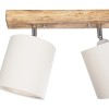GloboStar® CUP 203-0056 Vintage Φωτιστικό Οροφής Ράγα Δίφωτο 2 x E27 IP20 Μπεζ Ξύλο με Λευκό Ύφασμα - Μ42 x Π14 x Υ26cm