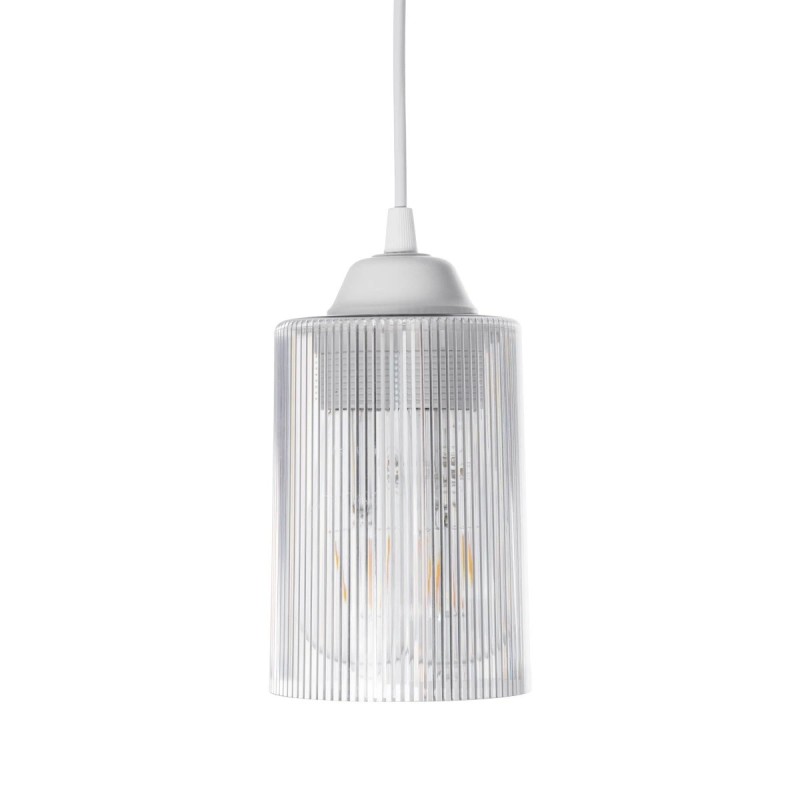 GloboStar® TORUS 203-0064 Μοντέρνο Κρεμαστό Φωτιστικό Καμπάνα Μονόφωτο 1 x E27 IP20 Λευκό Πλαστικό - Μ10.5 x Π10.5 x Υ18.5cm