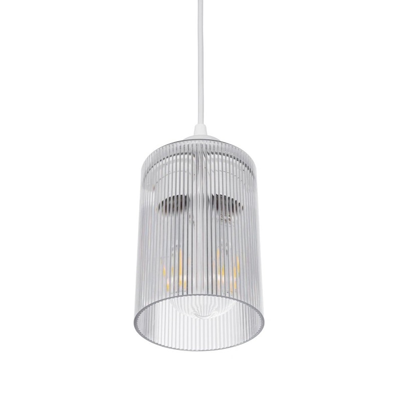 GloboStar® TORUS 203-0064 Μοντέρνο Κρεμαστό Φωτιστικό Καμπάνα Μονόφωτο 1 x E27 IP20 Λευκό Πλαστικό - Μ10.5 x Π10.5 x Υ18.5cm