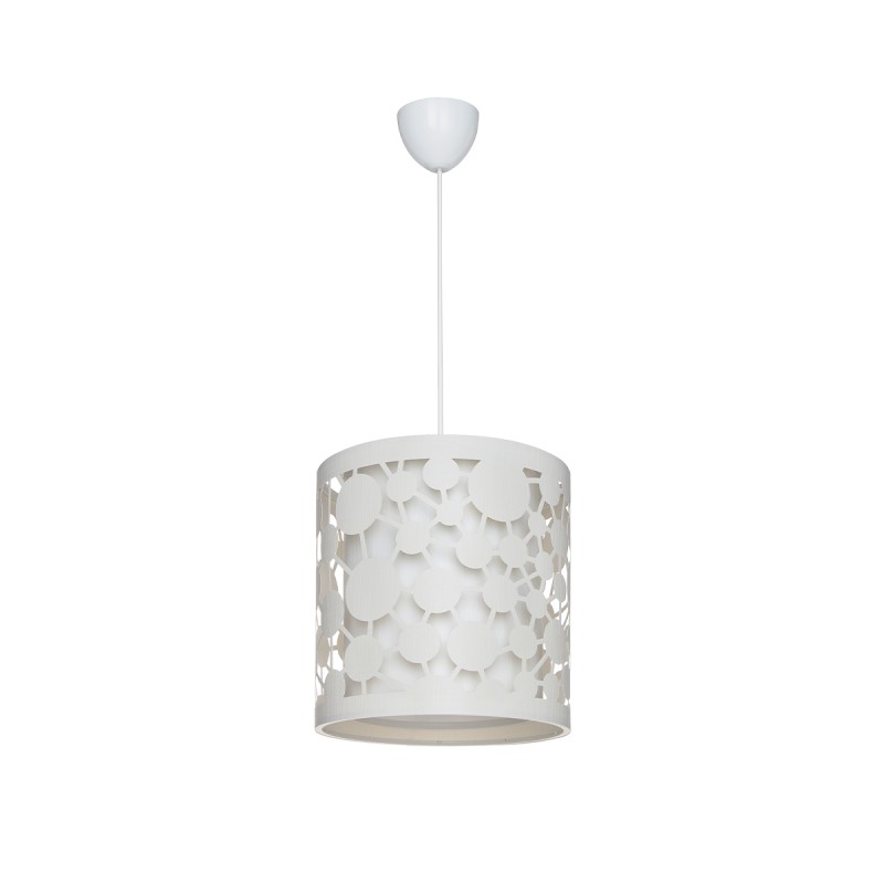 GloboStar® PETAL 203-0065 Μοντέρνο Κρεμαστό Φωτιστικό Καπέλο Μονόφωτο 1 x E27 IP20 Λευκό Πλαστικό - Μ23.5 x Π23.5 x Υ76cm