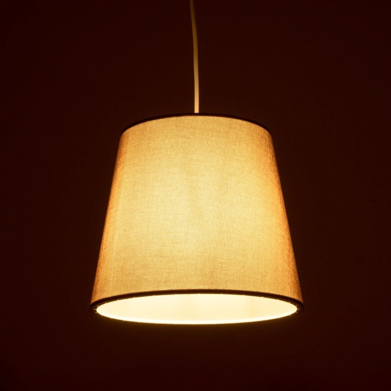 GloboStar® CONEY 203-0073 Μοντέρνο Κρεμαστό Φωτιστικό Καπέλο Μονόφωτο 1 x E27 IP20 Καφέ Ύφασμα - Μ26 x Π26 x Υ25cm