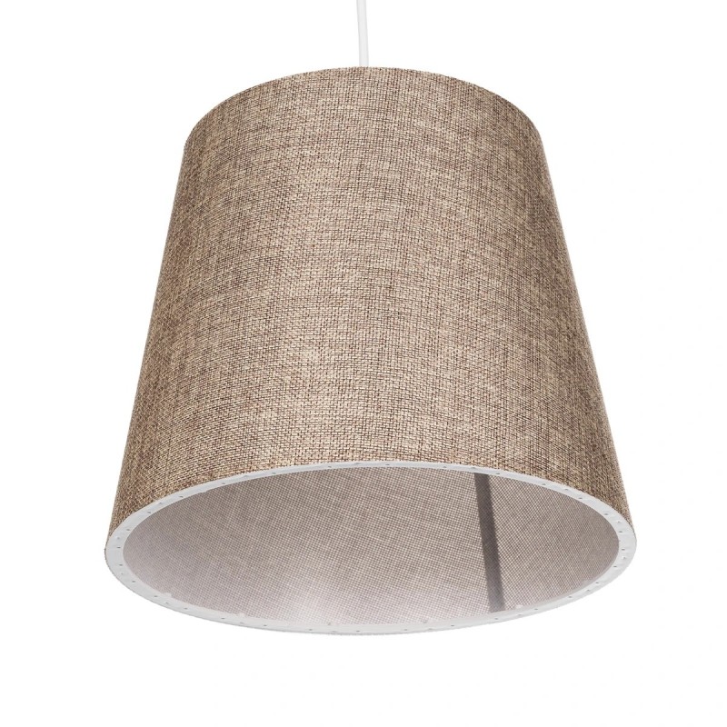 GloboStar® CONEY 203-0073 Μοντέρνο Κρεμαστό Φωτιστικό Καπέλο Μονόφωτο 1 x E27 IP20 Καφέ Ύφασμα - Μ26 x Π26 x Υ25cm