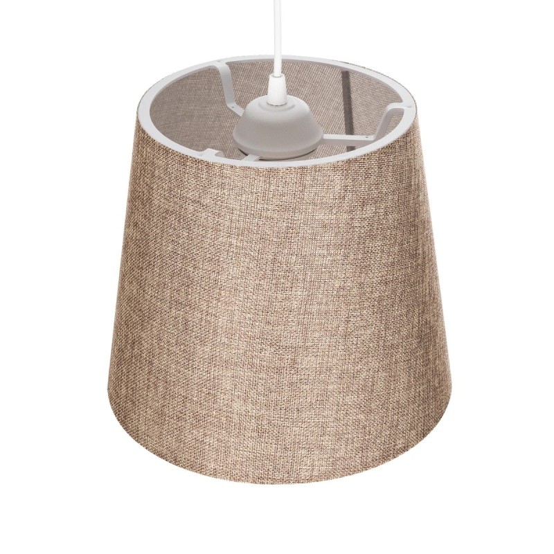 GloboStar® CONEY 203-0073 Μοντέρνο Κρεμαστό Φωτιστικό Καπέλο Μονόφωτο 1 x E27 IP20 Καφέ Ύφασμα - Μ26 x Π26 x Υ25cm