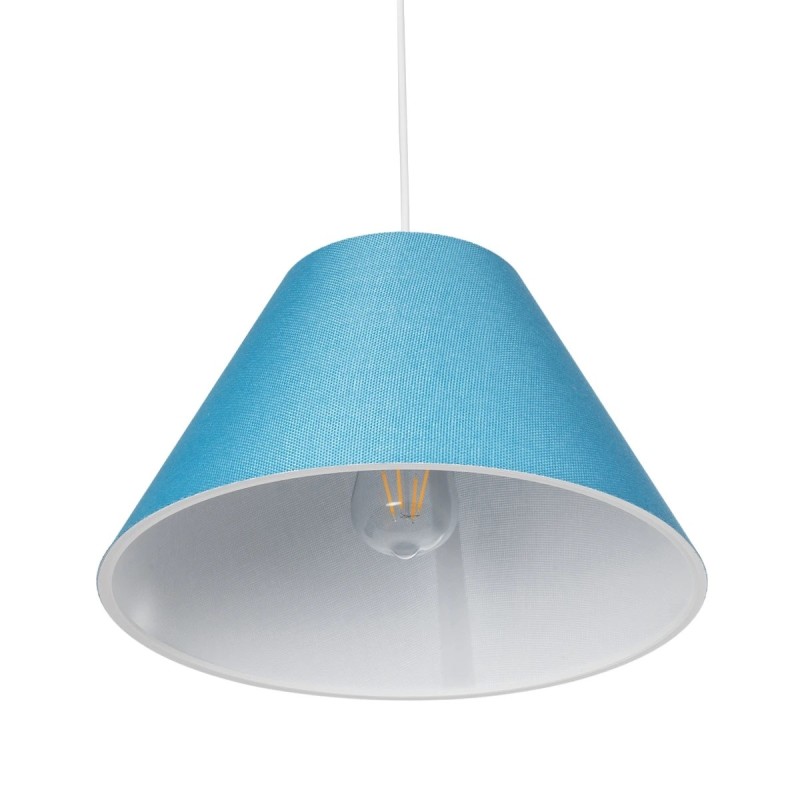 GloboStar® RIFT 203-0075 Μοντέρνο Κρεμαστό Φωτιστικό Καπέλο Μονόφωτο 1 x E27 IP20 Μπλε Ύφασμα - Μ35 x Π35 x Υ22.5cm